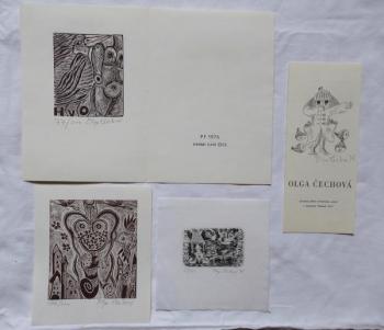 Olga Cechova - PF 1976, Ex libris, Invitation Olga Cechova - PF 1976, Ex libris, Invitation