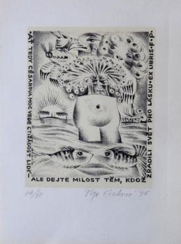 Olga Cechova - Ex libris F. P. Olga Cechova - Ex libris F. P.