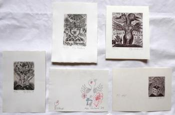 Olga Cechova - 3 x Ex libris, PF 1980, drawing Olga Cechova - 3 x Ex libris, PF 1980, drawing