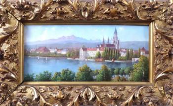 Cathedral with a city under the mountains Cathedral with a city under the mountains