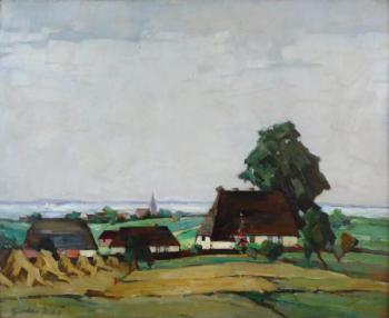 Gustav Hötig - Village at the lake Gustav Hötig - Village at the lake