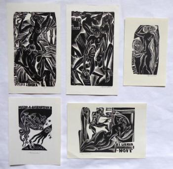 Anna Grmelova - Five ex libris (2x J. Bilka, 2x F. Anna Grmelova - Five ex libris (2x J. Bilka, 2x F.