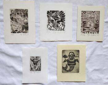 Olga Cechova - Four ex libris, Fisherman Olga Cechova - Four ex libris, Fisherman