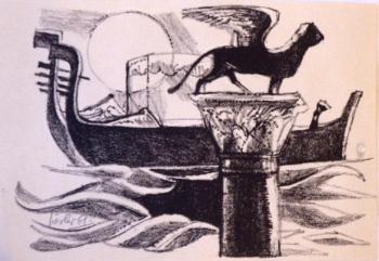 Josef Liesler - Gondolas in Venice Josef Liesler - Gondolas in Venice