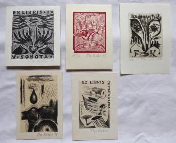 Olga Cechova - 3 x Ex libris, Drop, Hearts on the Olga Cechova - 3 x Ex libris, Drop, Hearts on the