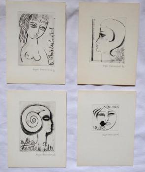 Olga Pavalova - Girls, 4x Ex libris Olga Pavalova - Girls, 4x Ex libris