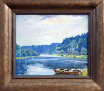 Vojtech Pernica - Boat on the river on a sunny day Vojtech Pernica - Boat on the river on a sunny day