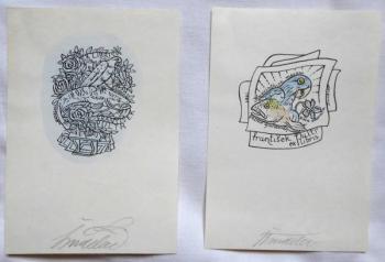 Lumir Sindelar - Two exlibris Frantisek Pultr Lumir Sindelar - Two exlibris Frantisek Pultr