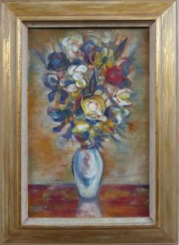 Bouquet in a vase - signature illegible Bouquet in a vase - signature illegible
