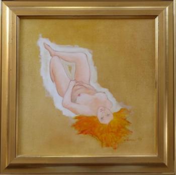 Lying girl nude with bent leg Lying girl nude with bent leg