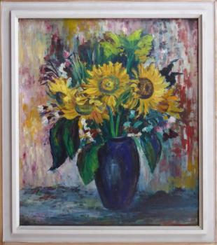 M. Dostalova - Still life with sunflowers in blue M. Dostalova - Still life with sunflowers in blue
