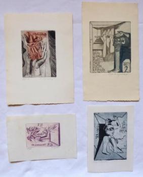 Nadezda Synecka - Four ex libris A. L, Karel Z. , Nadezda Synecka - Four ex libris A. L, Karel Z. ,