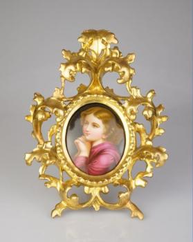 Miniature - wood, painted porcelain - 1850